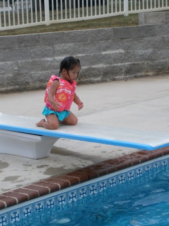 Addisyn on the diving board